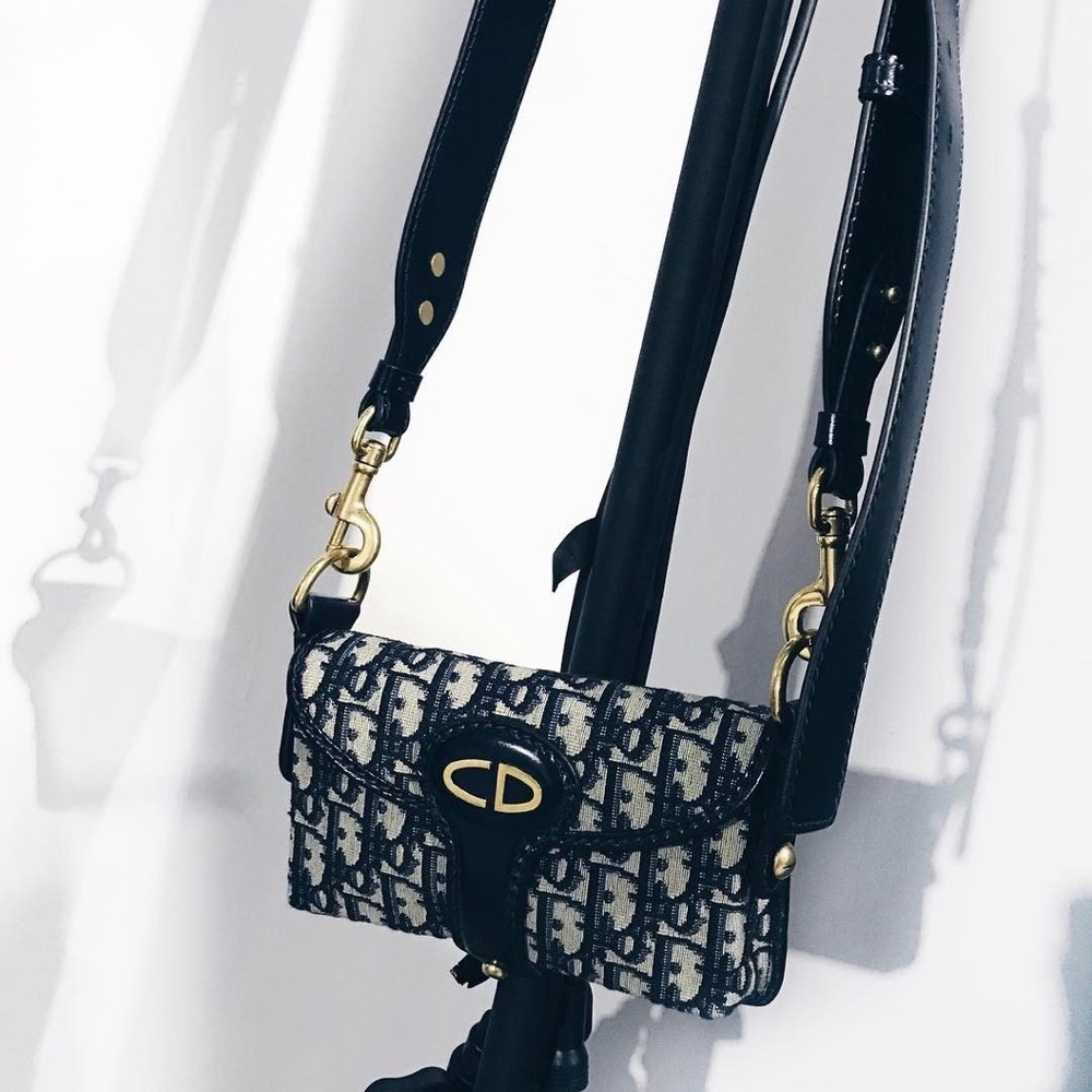 Pre-Fall 2017 Collection. Dark slate Oblique
canvas Christian Dior crossbody bag